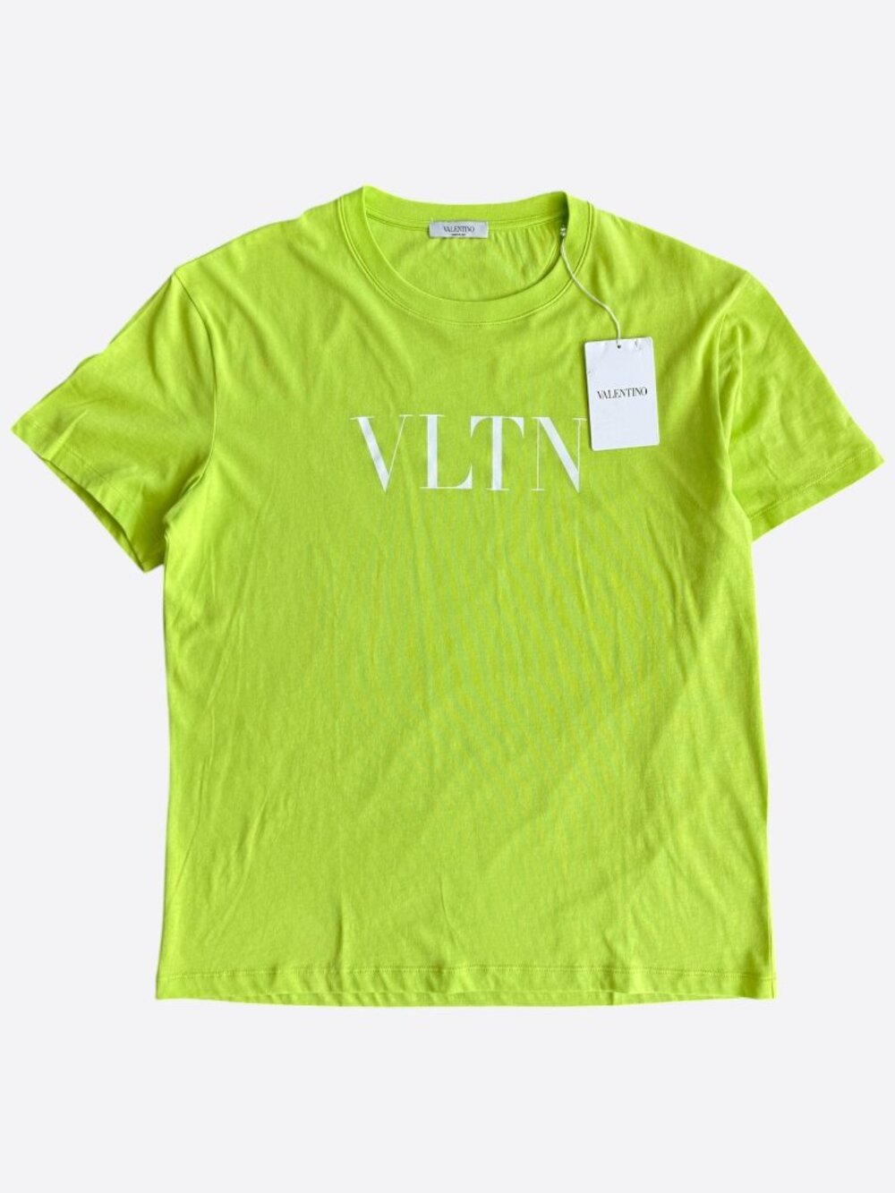 Valentino Neon Green & White VLTN Logo T-Shirt